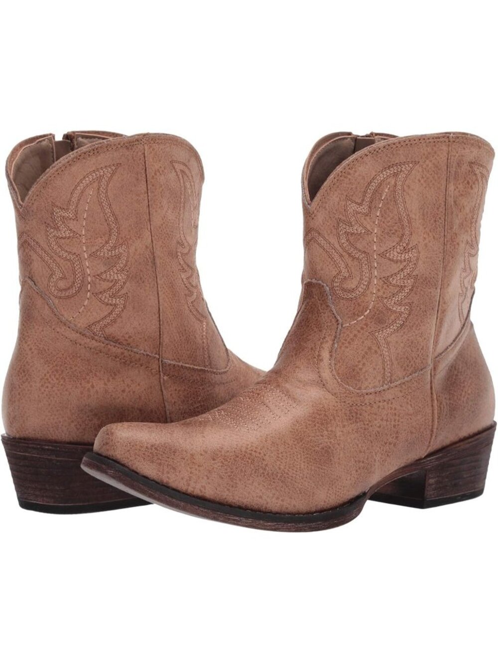 Womenโs Tan Western Ankle Boots, Roper Fashion Cowboy Booties